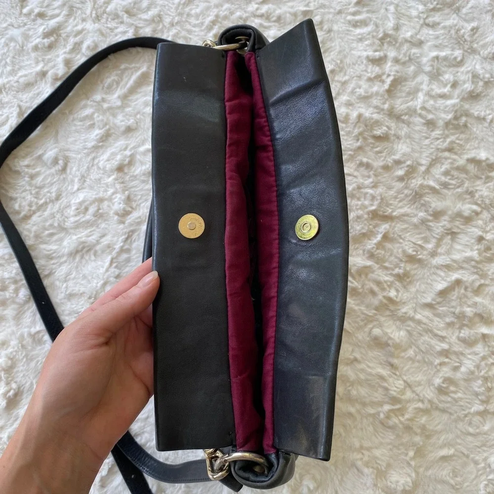 Marc by Marc Jacobs Marchive Hilli Hobo Crossbody Bag Black Leather Pleated Chic